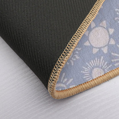 Magical Sun Bohemian Dreamy Aesthetic In Muted Colors Pigeon Blue  Anti-Trip Bath Mat