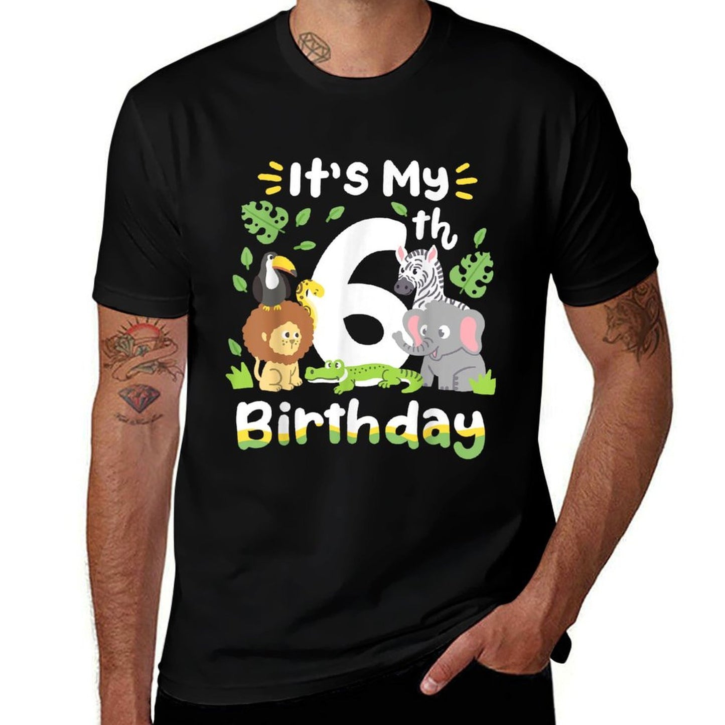 Jungle Safari 6th Birthday Zoo Animal Six Years Old Kids  Affordable Price T-Shirt