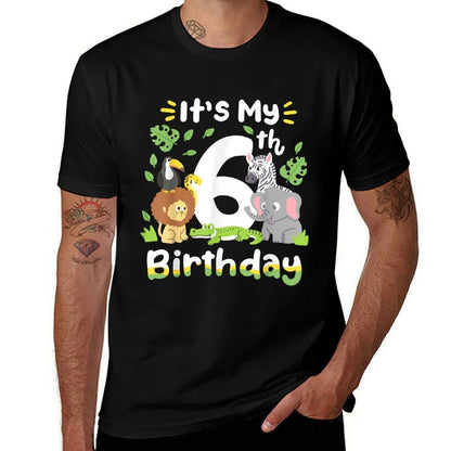 Jungle Safari 6th Birthday Zoo Animal Six Years Old Kids  Affordable Price T-Shirt