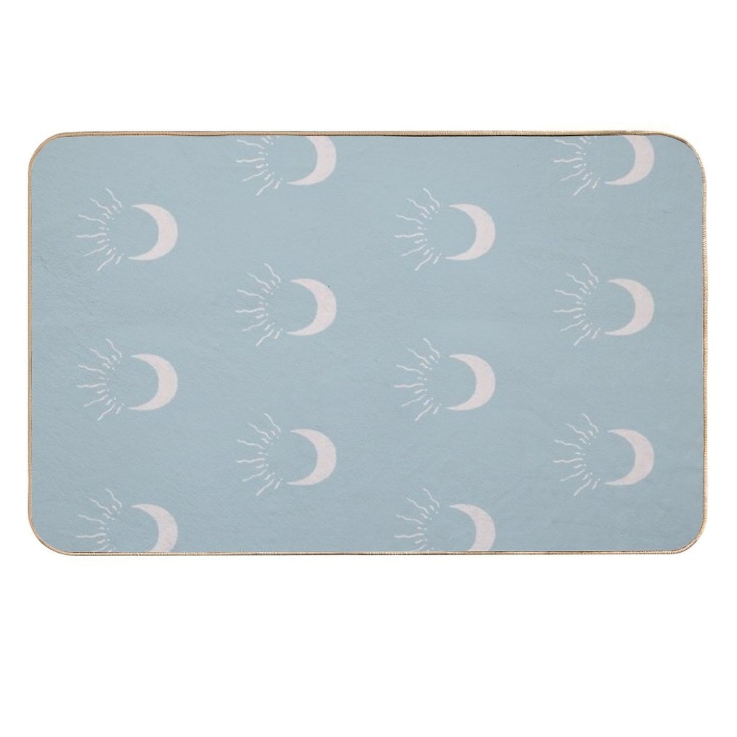 Cute Sun And Moon Design Boho Aesthetic In Muted Colors Sky Blue  Rapid-Drying Bath Mat
