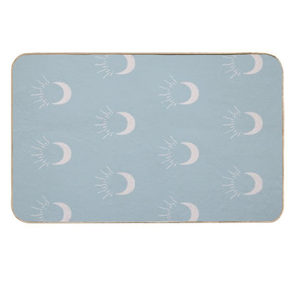 Cute Sun And Moon Design Boho Aesthetic In Muted Colors Sky Blue  Rapid-Drying Bath Mat