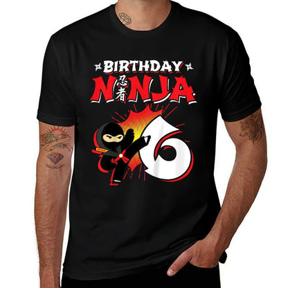 Ninja Birthday Party Gift - 6 Year Old - Birthday Ninja 6  Fade-proof Color T-Shirt