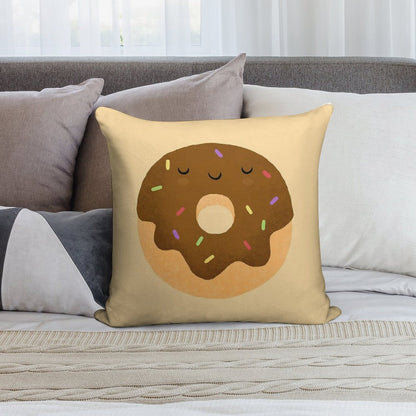 Sleepy Chocolate Donut Soft Ultra-Soft Texture Throw Pillow