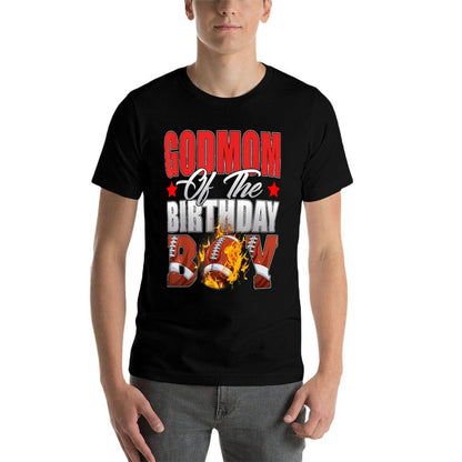 Godmom Of The Birthday Boy Football Bday Celebration  Heathered Texture T-Shirt