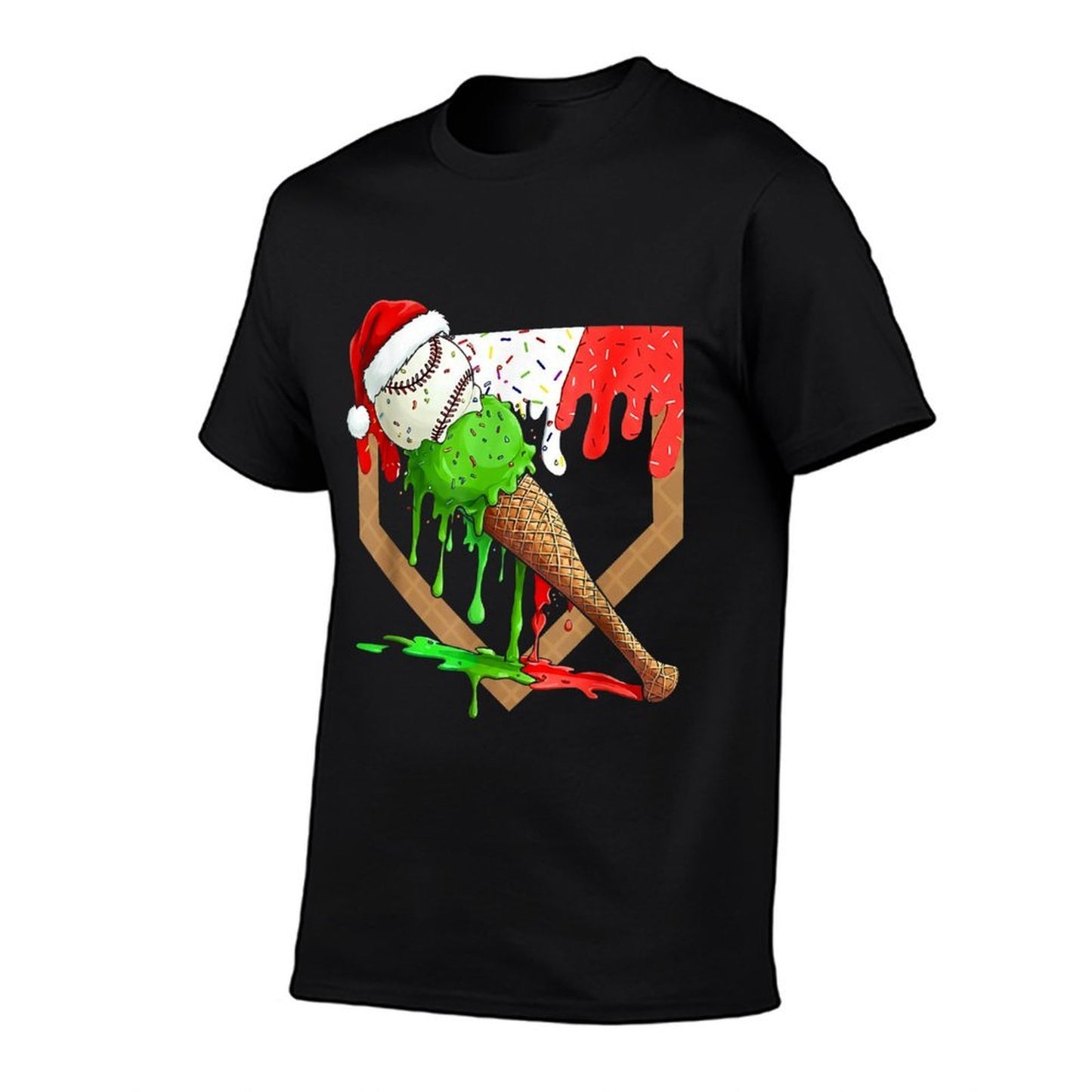 Santa Sports Ice Baseball Christmas Xmas Pajama Kid Men Boys  Tagless Design T-Shirt