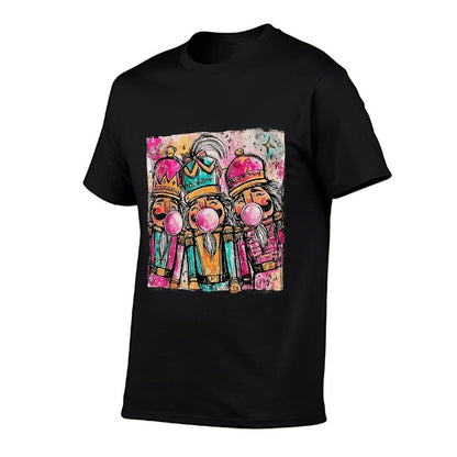 Retro Brushstroke Nutcracker Blowing Bubble Gum Christmas  Odor-resistant T-Shirt