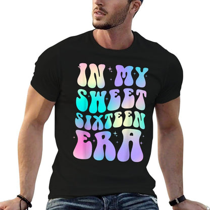 In My Sweet Sixteen Era 16th Birthday Version Groovy Tie Dye  Rolled Sleeves T-Shirt