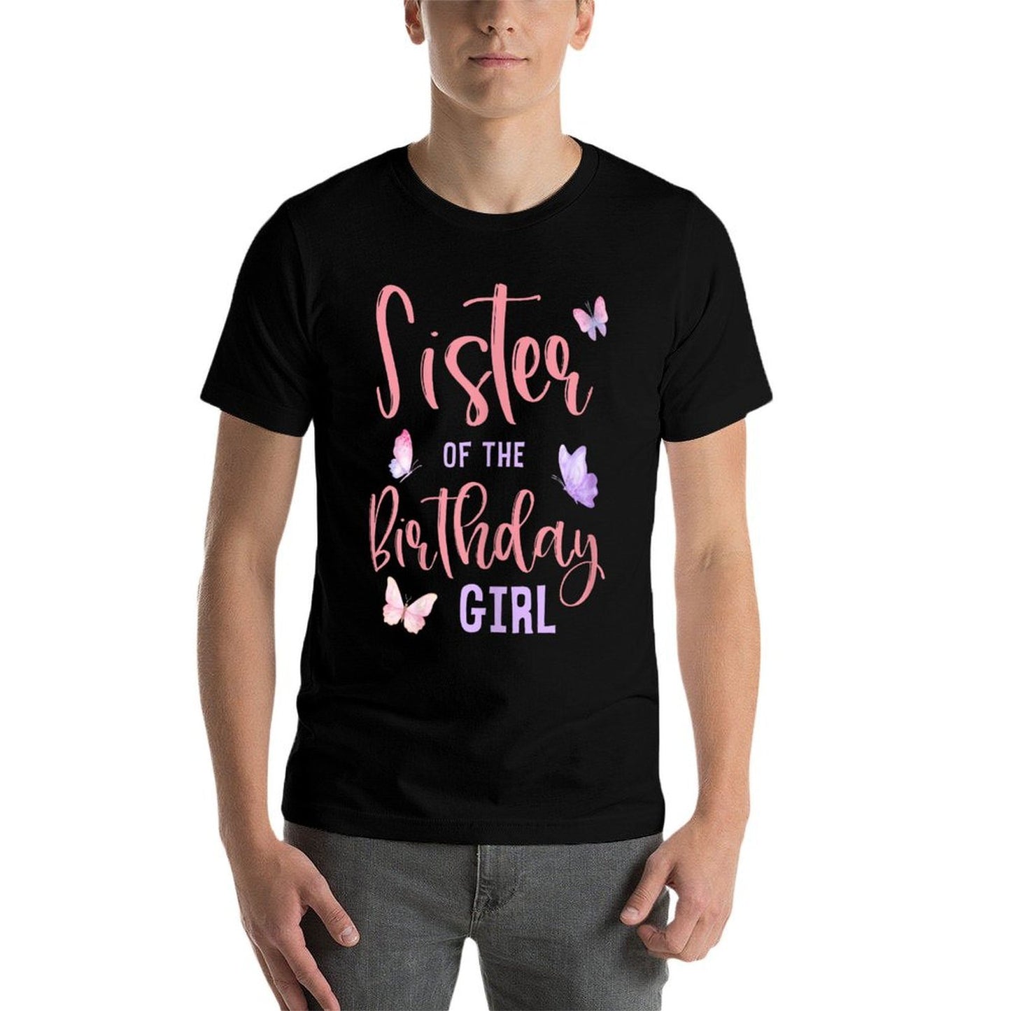 Sister of The Birthday Girl Butterfly Party Matching Family  Relaxed-fit T-Shirt