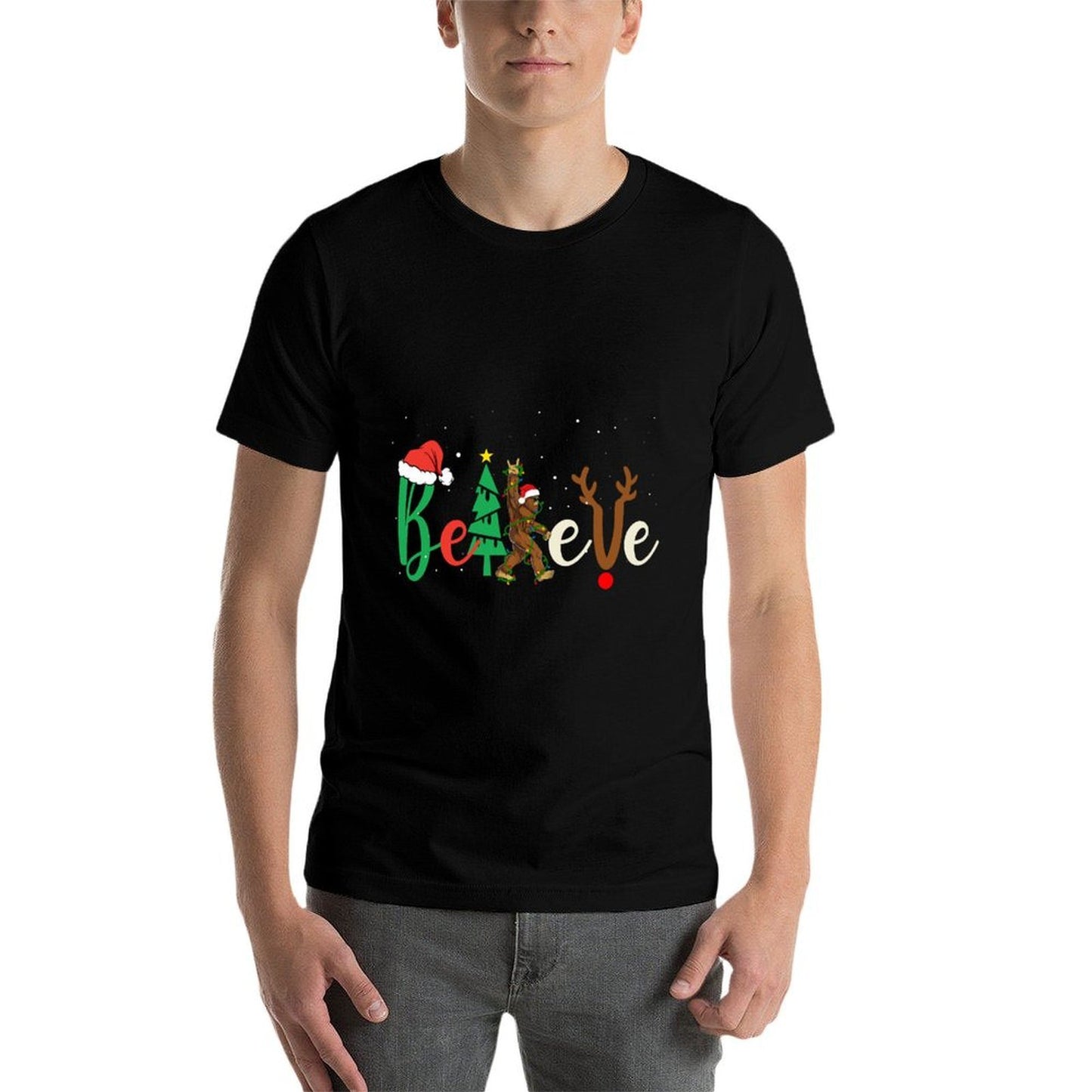Funny Bigfoot Believe Christmas Rock  Roll Sasquatch Gifts  Classic T-Shirt