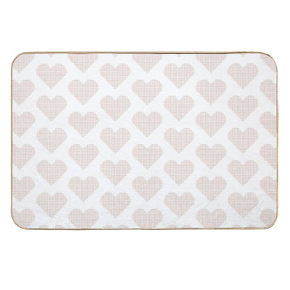 Coral Pink Heart Gingham Warmth  Pet-Safe Bath Mat
