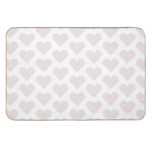 Coral Pink Heart Gingham Warmth  Pet-Safe Bath Mat
