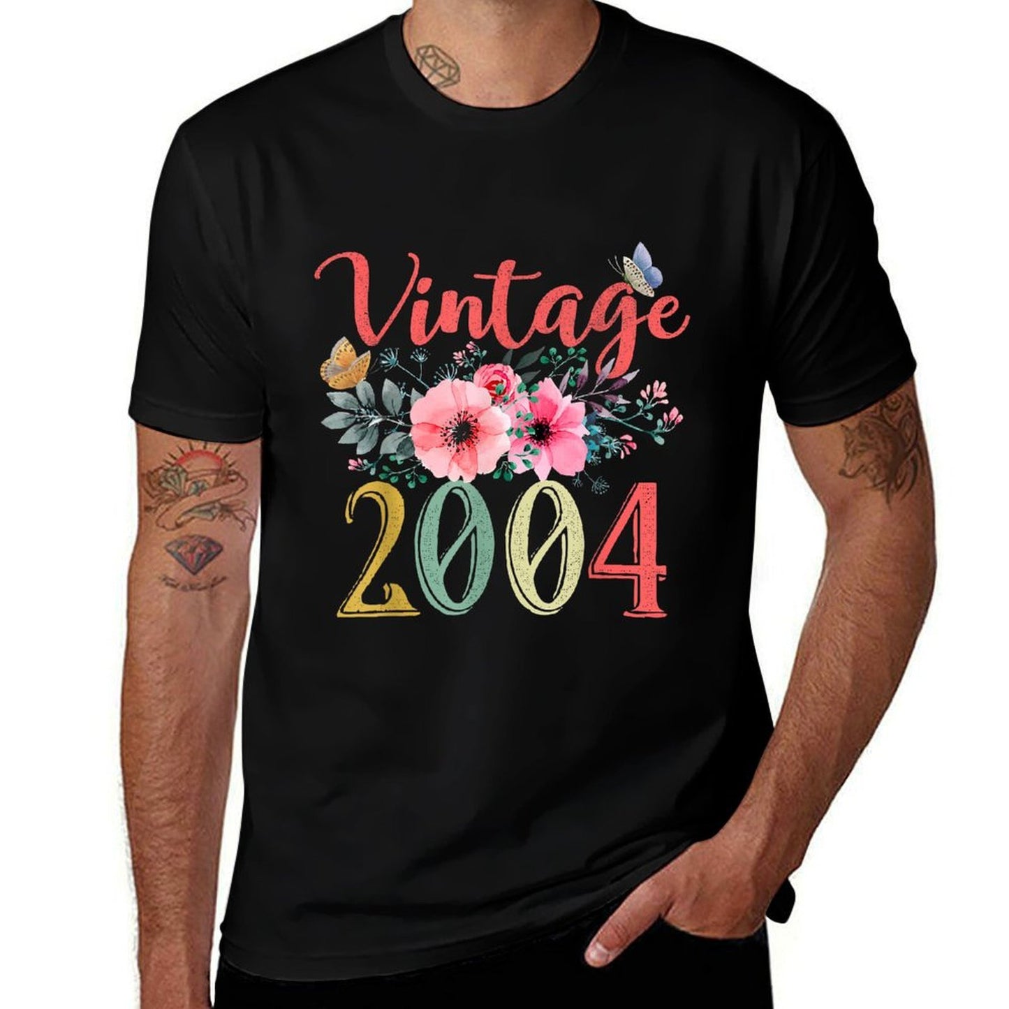 Vintage 2004 Floral Hippie Groovy Wildflower 21st Birthday  Graphic-printed T-Shirt