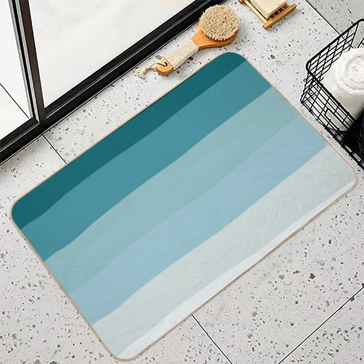 Minimalist Ocean Color Stripes  Absorbent Bath Mat