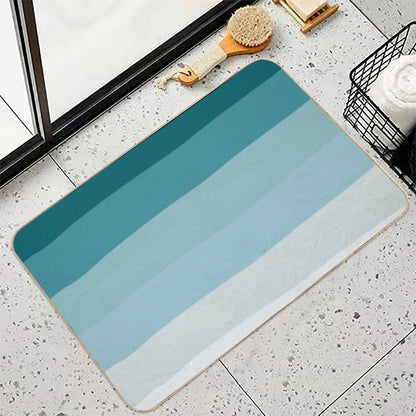 Minimalist Ocean Color Stripes  Absorbent Bath Mat