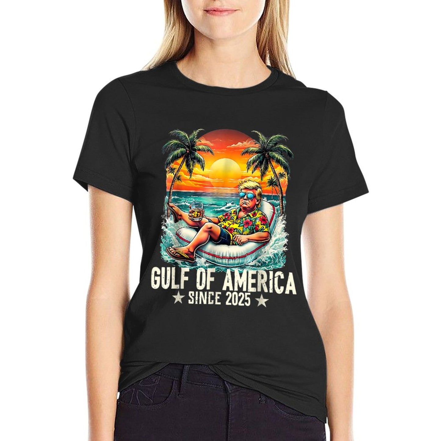 Gulf Of US America Est 2025 Retro Vintage Beach Heathered Texture T-Shirt