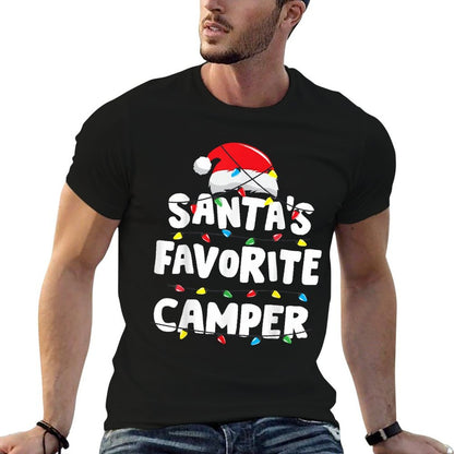 Camper Camping Christmas Santas Favorite Funny Xmas  Trendy Pattern T-Shirt