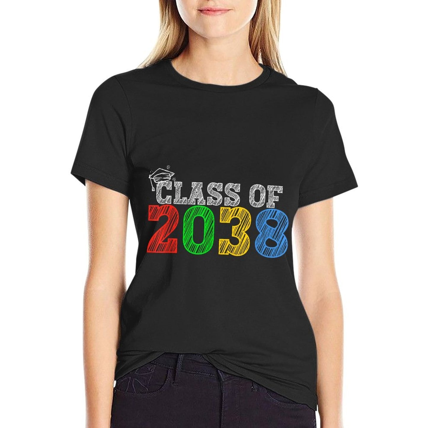 Class of 2038 Grow With Me Graduation First Day of School  Cotton T-Shirt
