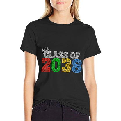 Class of 2038 Grow With Me Graduation First Day of School  Cotton T-Shirt
