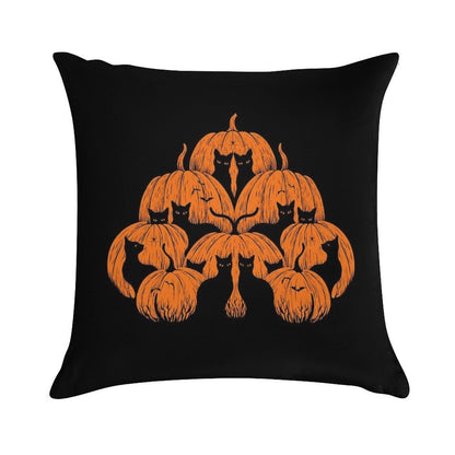 Pumpkin Cat Soft Fade-Resistant Throw Pillow
