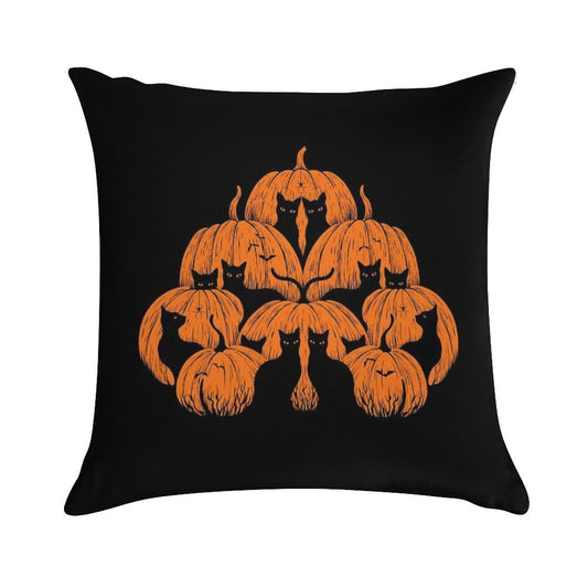Pumpkin Cat Soft Fade-Resistant Throw Pillow