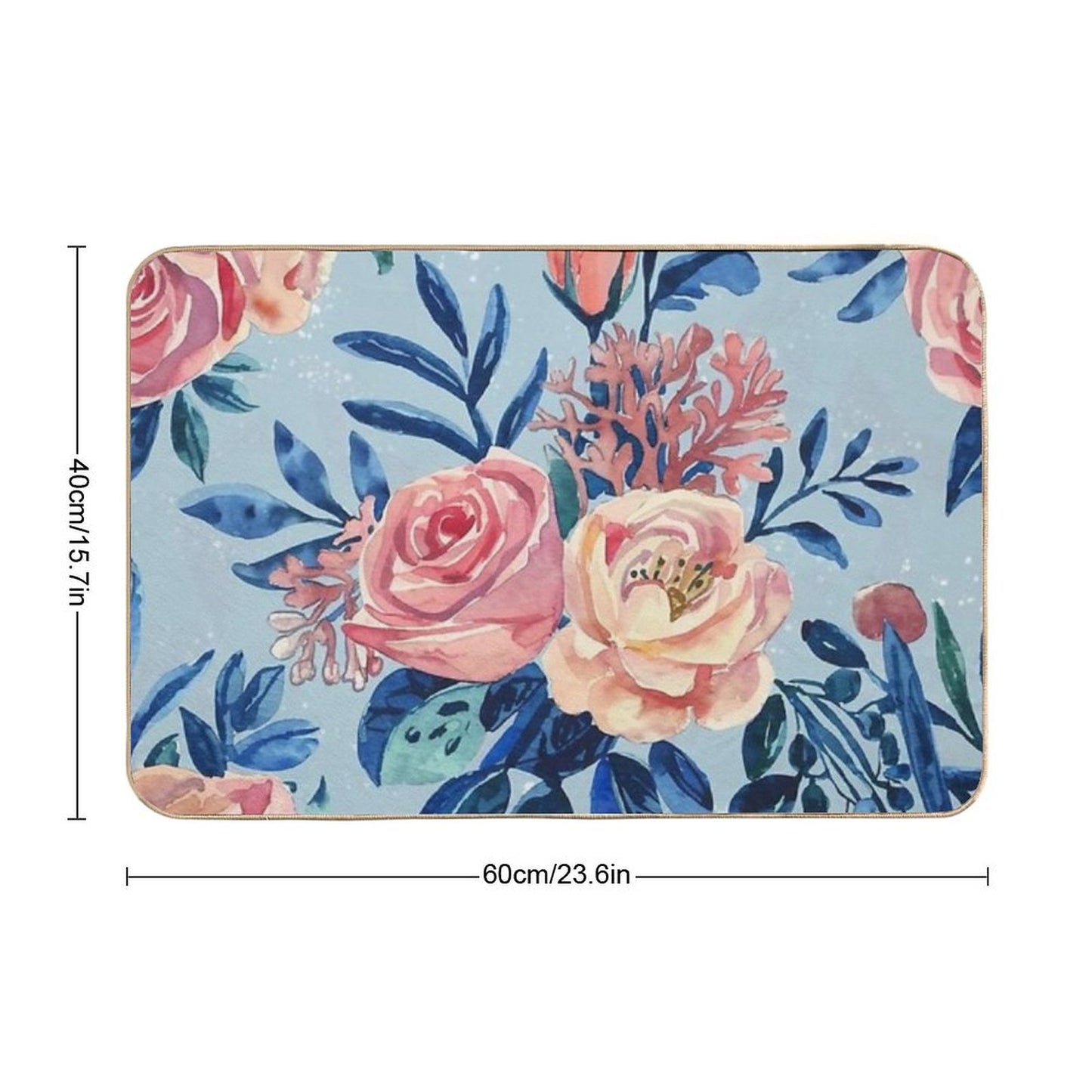 Seamless Watercolor Floral Pattern with Light Background  Repositionable Bath Mat