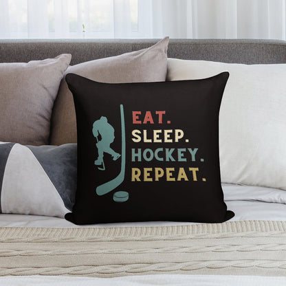 Eat Sleep Hockey Repeat Soft Style Accent Throw Pillow