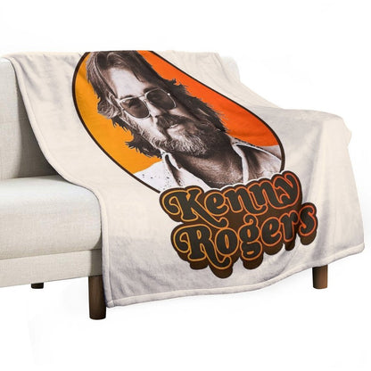 Retro Kenny Rogers Country Tribute Plush Throw Blanket