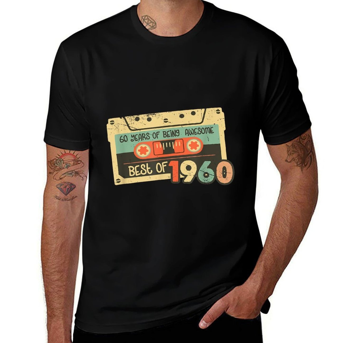 Cassette Tape Born in 1960 60 Years Old 60th Birthday Gift  Easy-care T-Shirt