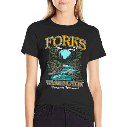 Twilight Forks Washington Vampires Welcome Premium  Eco-friendly Material T-Shirt
