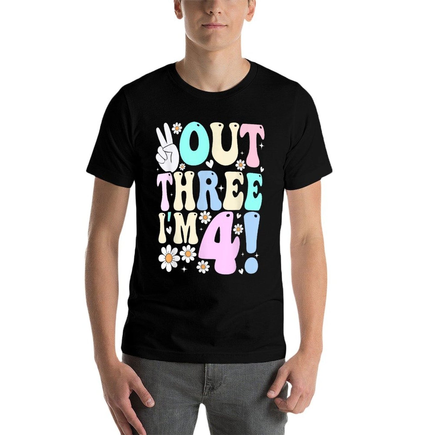 Peace Out Three I&#39;m 4 Four Year Old Girl 4th Birthday  Summer-ready Fabric T-Shirt