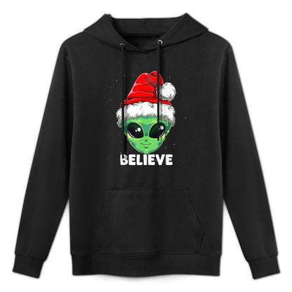 Christmas Alien Santa Costume Funny UFO Santa Hat Xmas Kids Customizable Surface Hoodie
