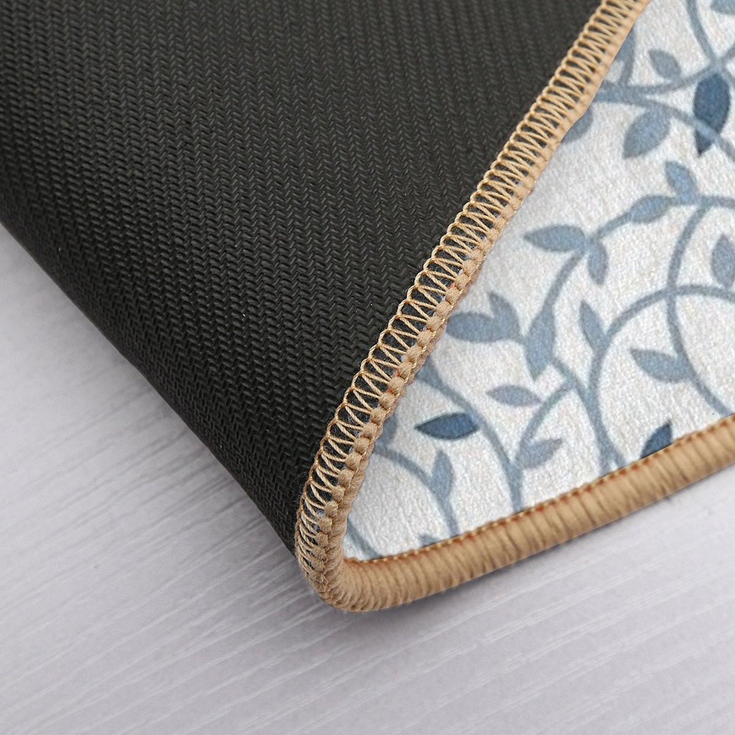 Pretty Blue Leaf Pattern  Versatile Bath Mat