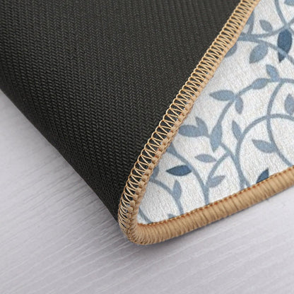 Pretty Blue Leaf Pattern  Versatile Bath Mat