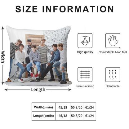 BANGTAN BOYS OT 7 Soft Bedroom Essential Throw Pillow