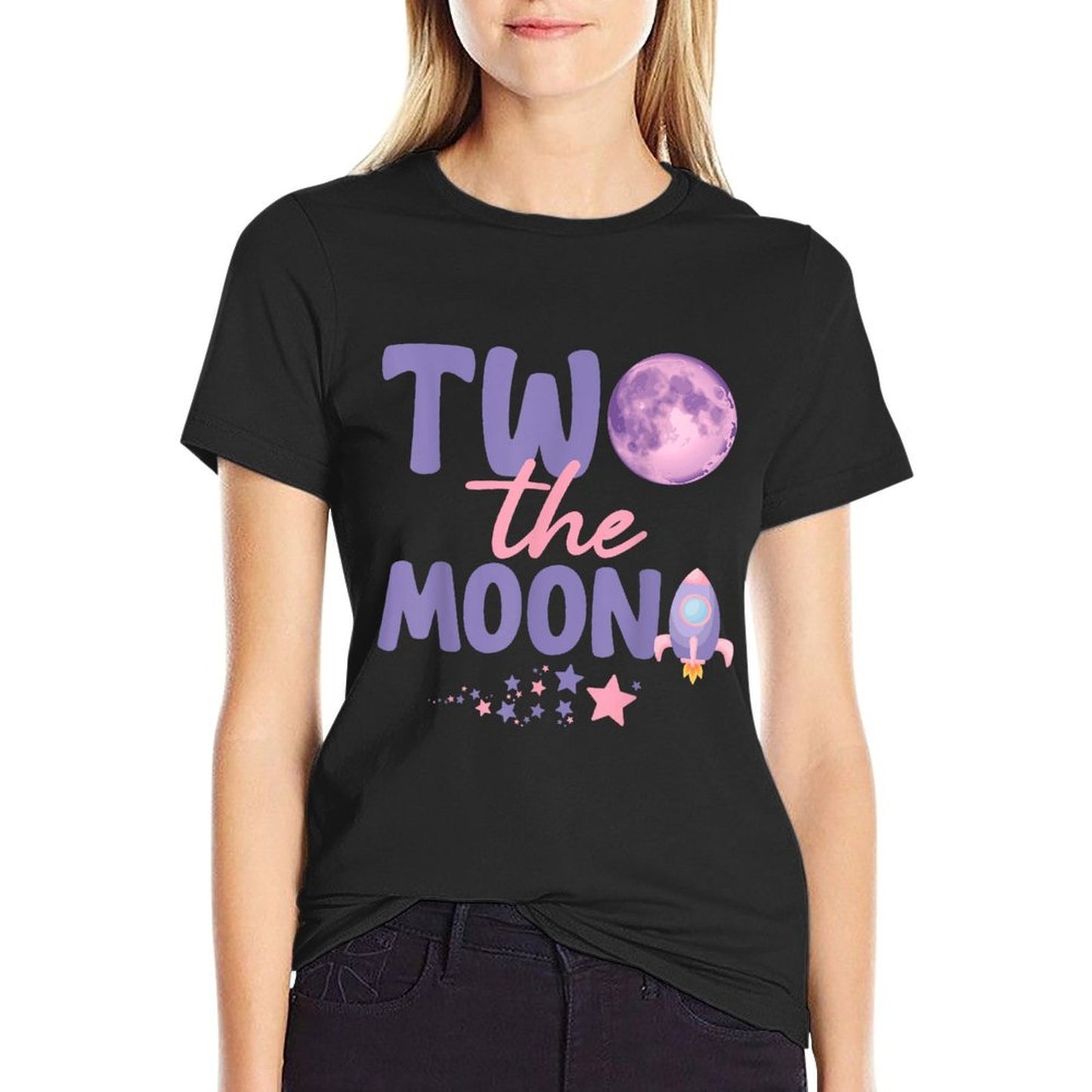 Two The Moon Birthday Outfit Girl 2 Year Old 2nd Birthday  High-quality Stitching T-Shirt