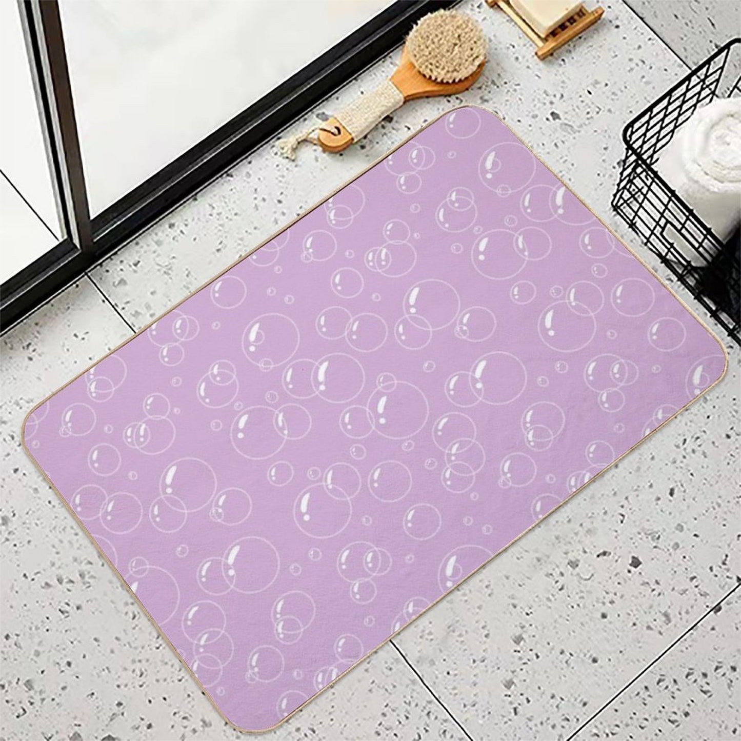 Pink Bubble Pattern  Dirt-Trapping Bath Mat