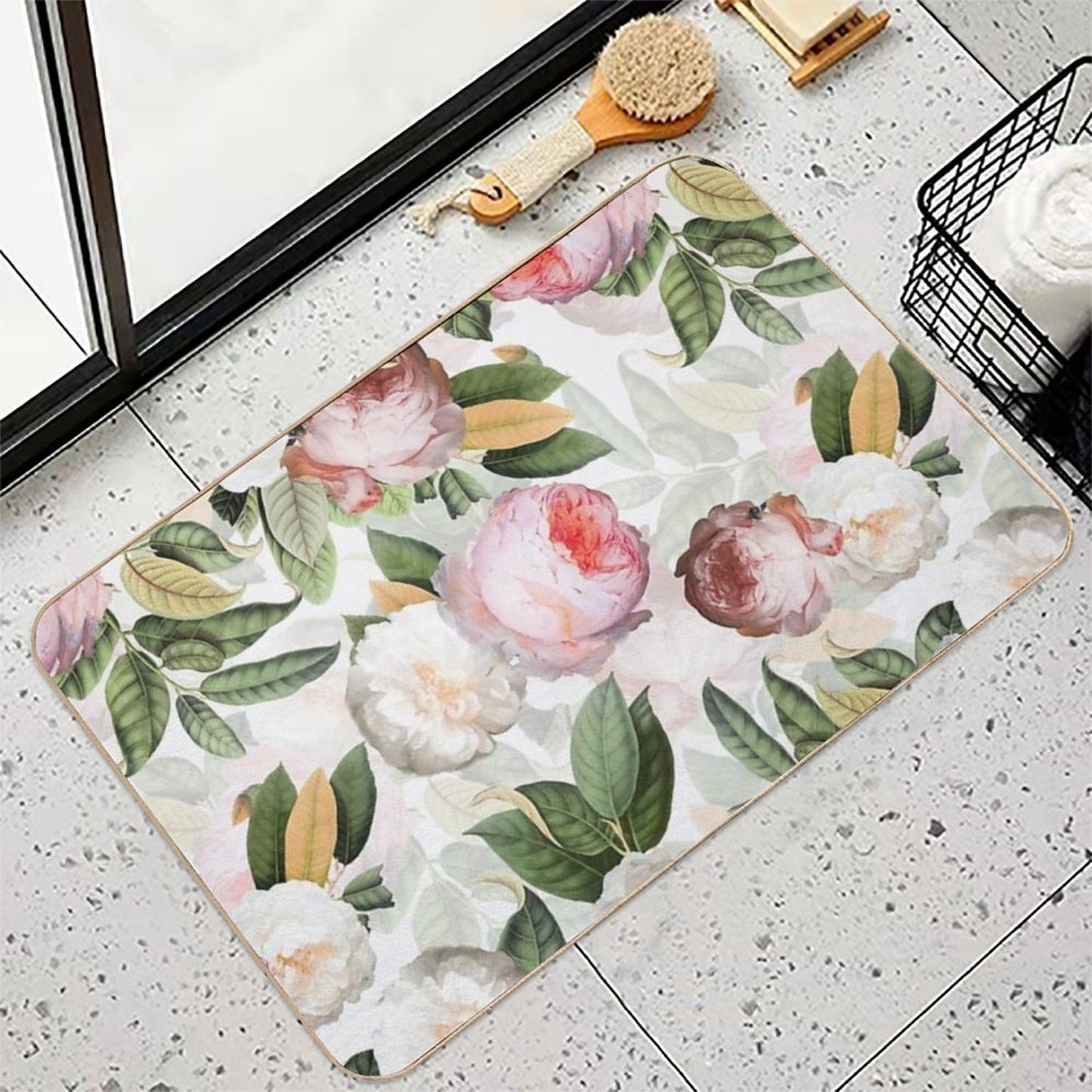 Pastel Jan Davidsz. De Heem Vintage Roses Flowers Botanical Garden Nightgarden  Odorless Bath Mat