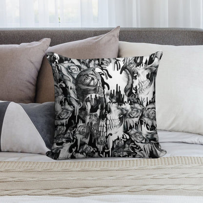 Gone in A Splash, Skull Pattern Soft Short Plush Fabric Throw Pillow