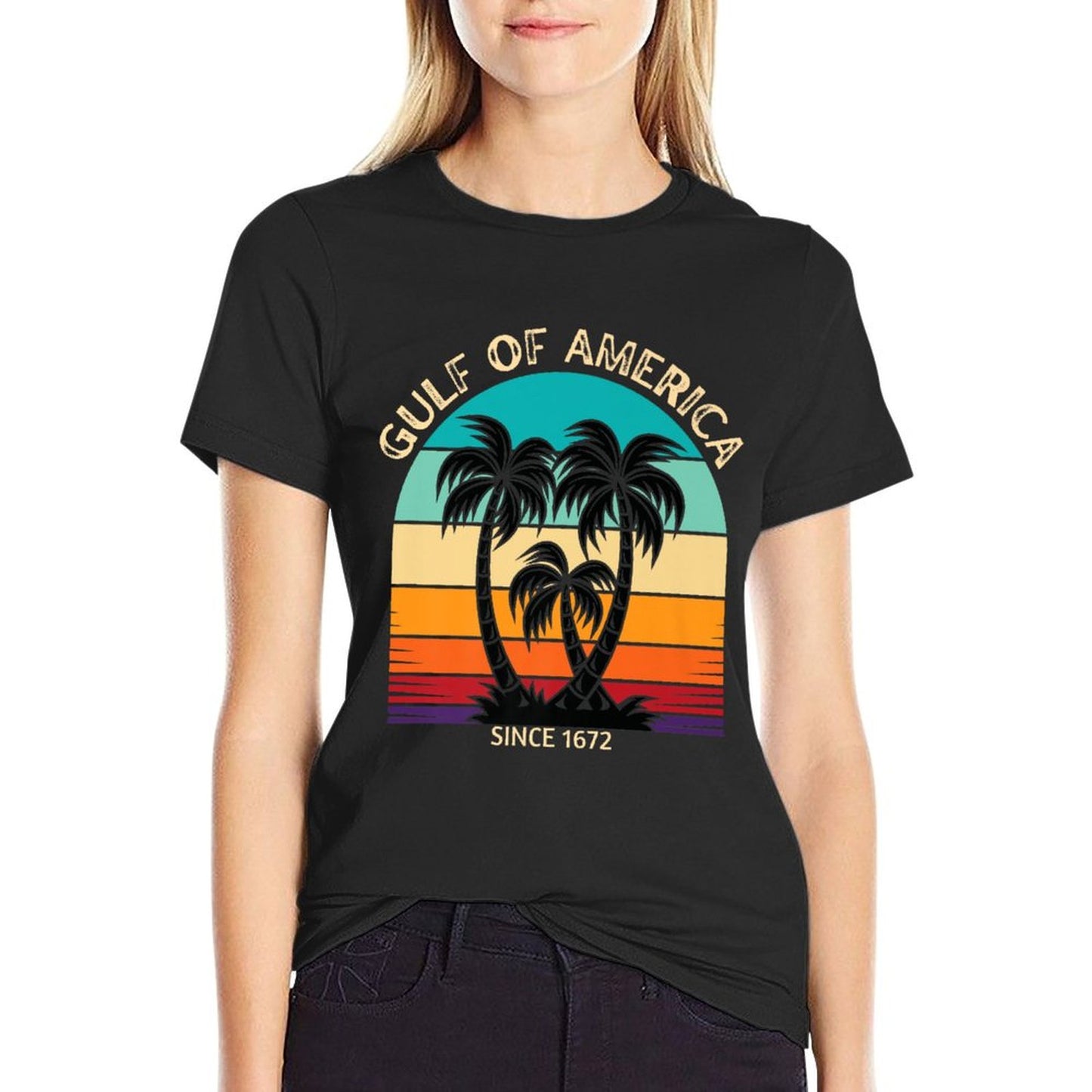 Gulf of USA America Retro Throwback Design Premium Slim-fit Cut T-Shirt