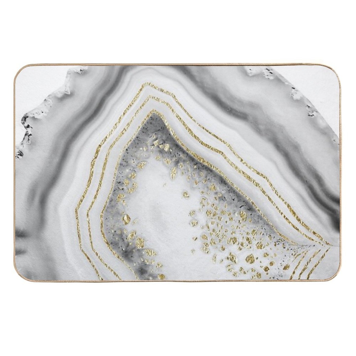 White Agate Gold Foil Glam #1 (Photo of Foil Only - Not Reflective)  Dirt-Trapping Bath Mat