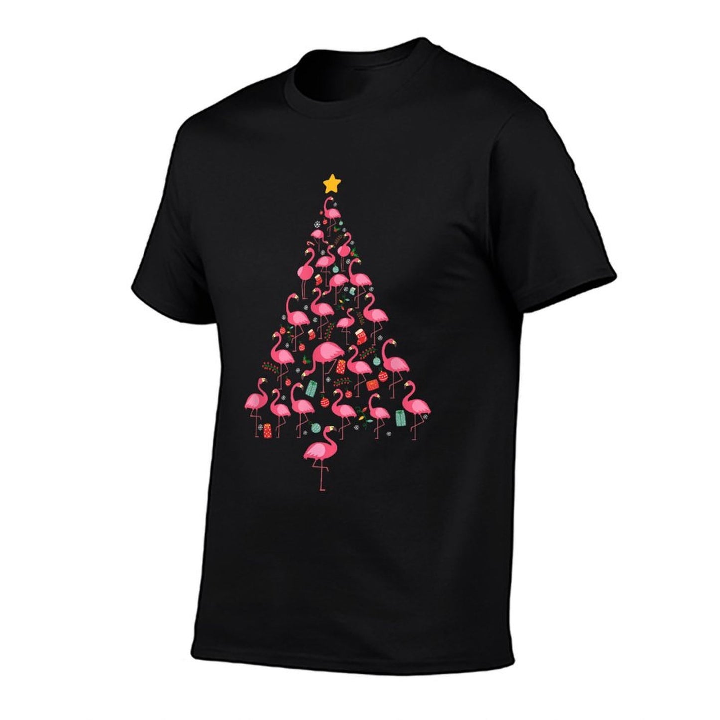 Funny Flamingo Christmas Tree Flamingo Xmas  Cotton T-Shirt