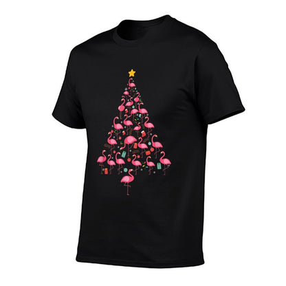 Funny Flamingo Christmas Tree Flamingo Xmas  Cotton T-Shirt