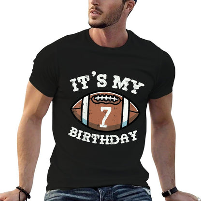Kids Its My 7th Birthday American Football 7 Year Old Bday Boys  Soft T-Shirt