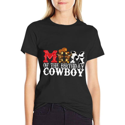 Mom 1st First Birthday Cowboy Western Rodeo Party Matching  Fade-proof Color T-Shirt