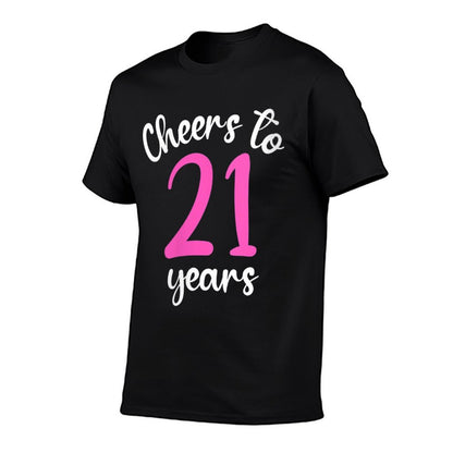 Womens 21st Birthday Cheers To 21 Years Pink 21st Birthday  Moisture-wicking T-Shirt