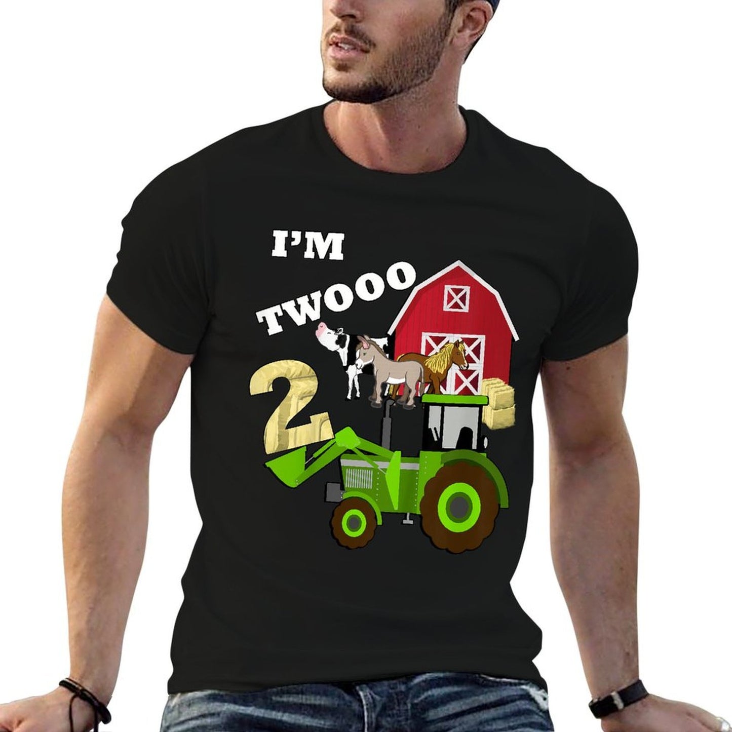 Cute & Sassy Custom Gifts Birthday 2 Im Twooo Tractor Farm Theme Gift  High-quality Stitching T-Shirt