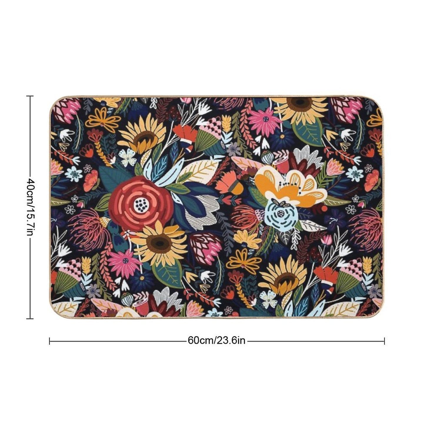 Popping Moody Floral  Stain-Proof Bath Mat