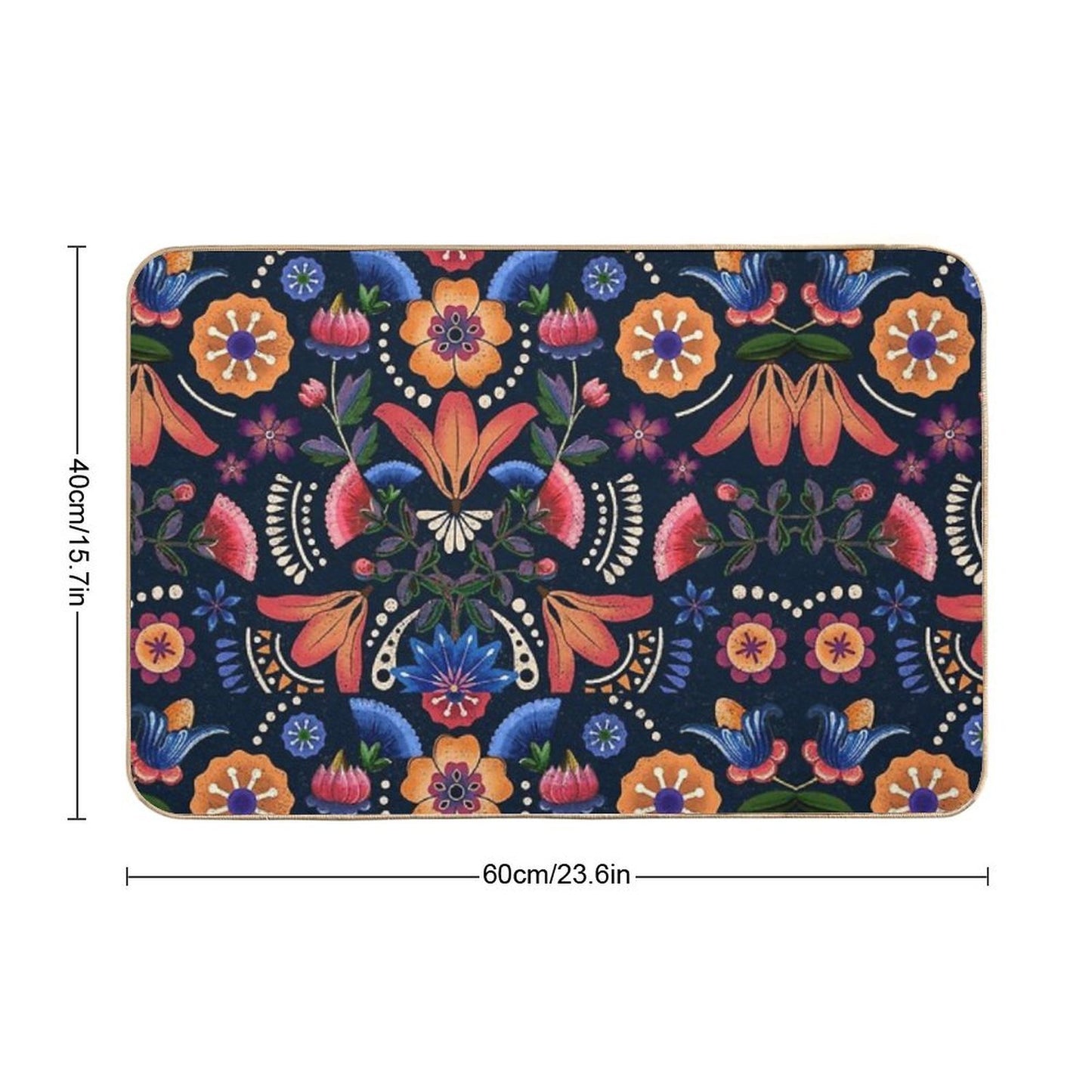 Mexican Ethnic Flower Pattern  Multi-Purpose Bath Mat