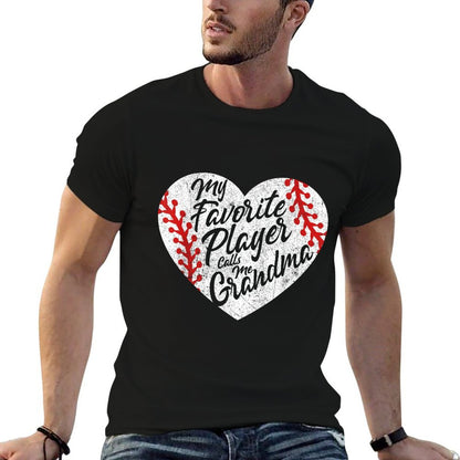 My Favorite Player Calls Me Grandma Baseball Heart Women's  Oversized Silhouette T-Shirt