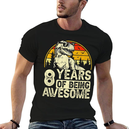 8th Birthdays For Boys 8yr 8 Year Old Dinosaur T-Rex  Lightweight T-Shirt
